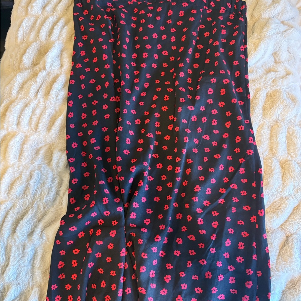 Princess Polly Black Skirt with Red Floral Accents